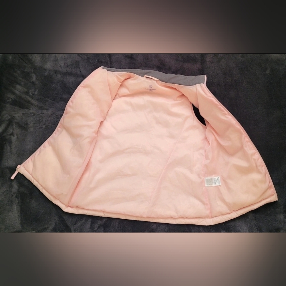 LANDS' END Zippered puffy vest, snap pockets ▴ XS/P Light Pink - Picture 5 of 6